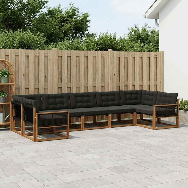 Udendørs sofagruppe med pude 7 pcs Naturfarvet og sort