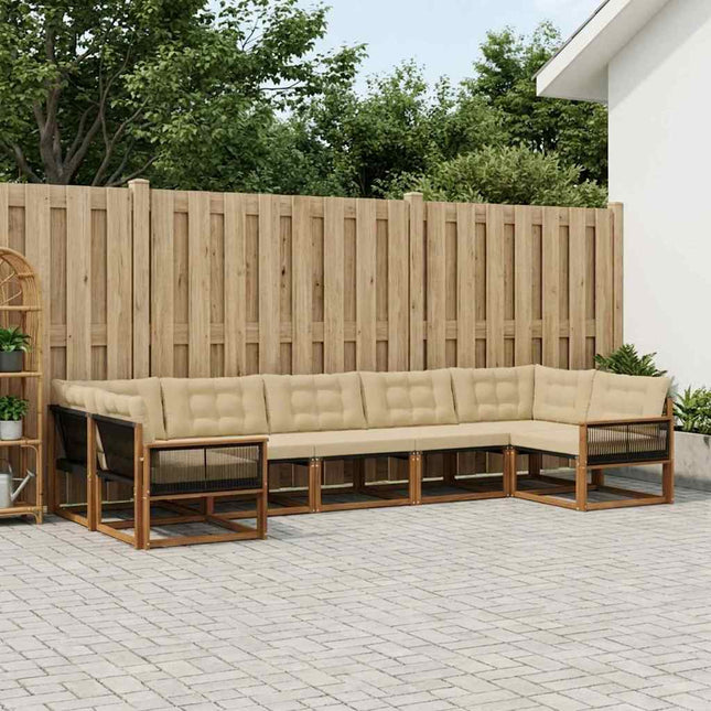 Udendørs sofagruppe med pude 7 pcs Naturlig og Beige