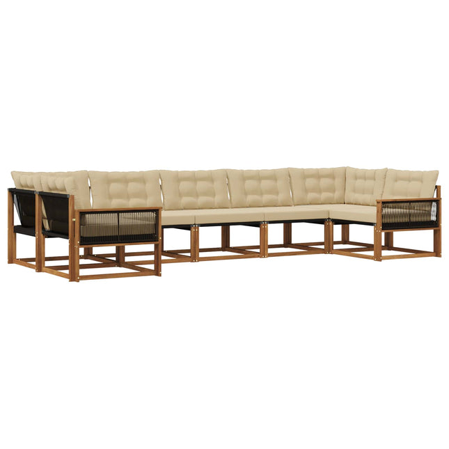 Udendørs sofagruppe med pude 7 pcs Naturlig og Beige