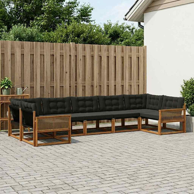 Udendørs sofagruppe med pude 7 pcs Naturfarvet og sort