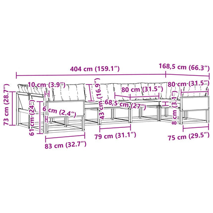 Udendørs sofagruppe med pude 7 pcs Naturfarvet og sort