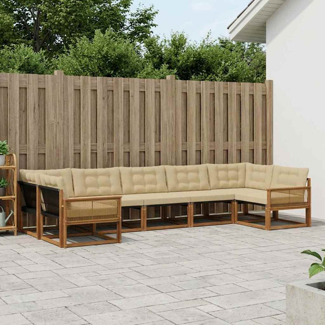 Udendørs sofagruppe med pude 7 pcs Naturlig og Beige