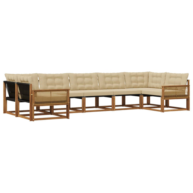 Udendørs sofagruppe med pude 7 pcs Naturlig og Beige