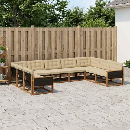 Udendørs sofagruppe med pude 9 pcs Naturlig og Beige