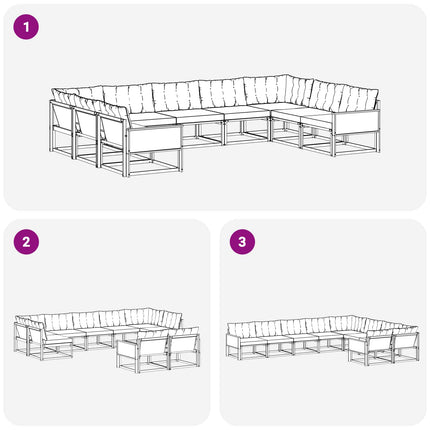 Udendørs sofagruppe med pude 9 pcs Naturlig og Beige