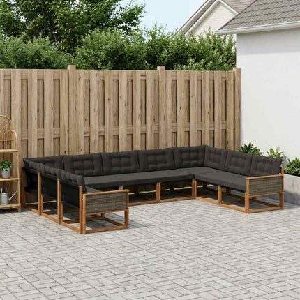 Udendørs sofagruppe med pude 9 pcs Naturfarvet og sort