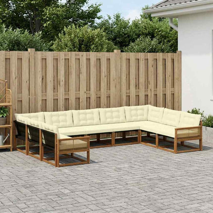 Udendørs sofagruppe med pude 9 pcs Naturlig og Fløde