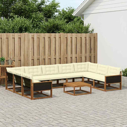 Udendørs sofagruppe med pude 10 pcs Naturlig og Fløde
