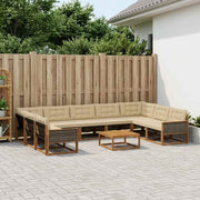 Udendørs sofagruppe med pude 10 pcs Naturlig og Beige