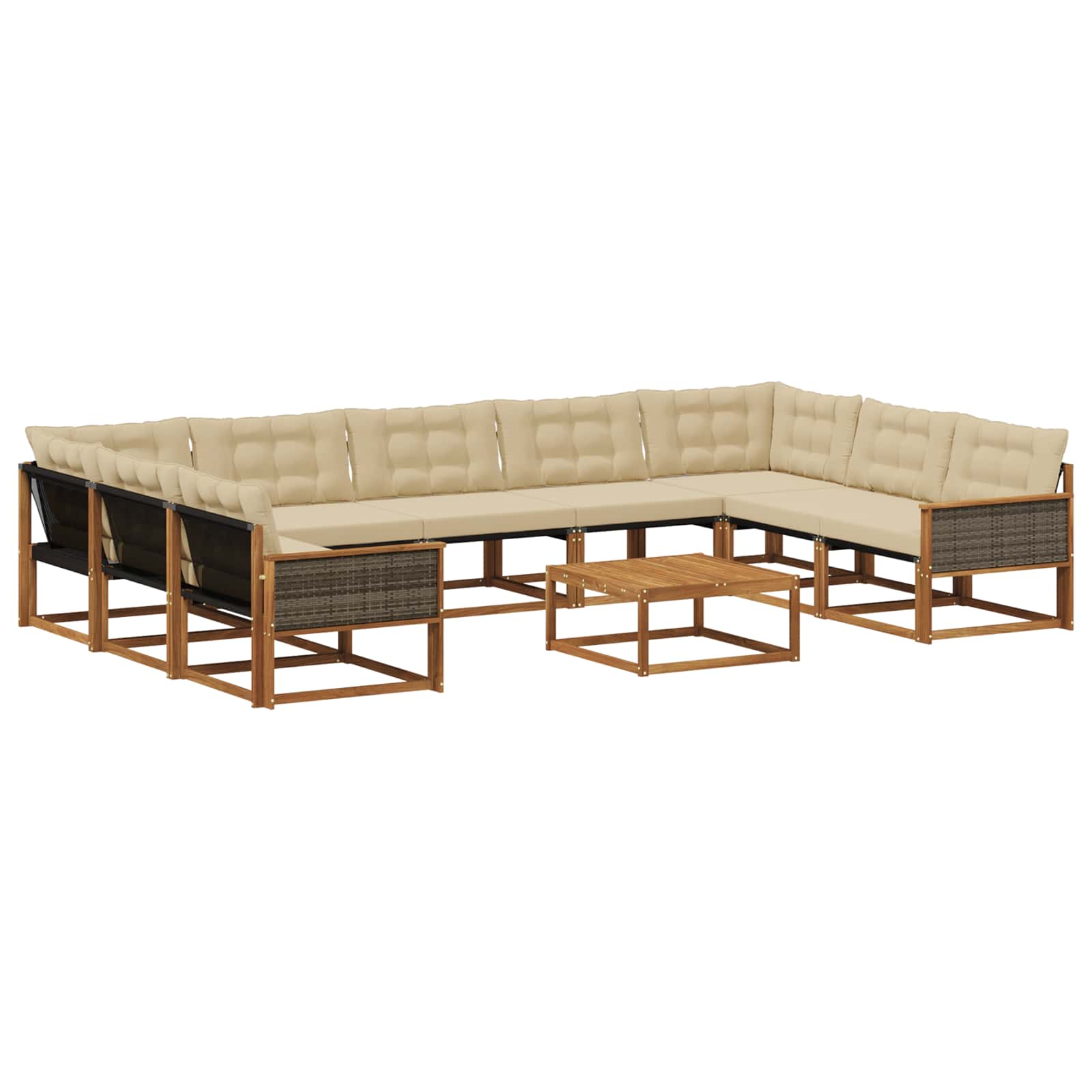 Udendørs sofagruppe med pude 10 pcs Naturlig og Beige