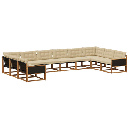 Udendørs sofagruppe med pude 10 pcs Naturlig og Beige