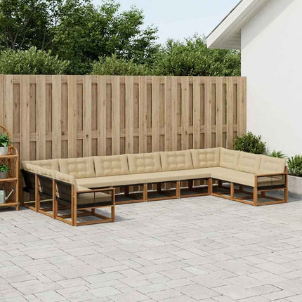 Udendørs sofagruppe med pude 10 pcs Naturlig og Beige