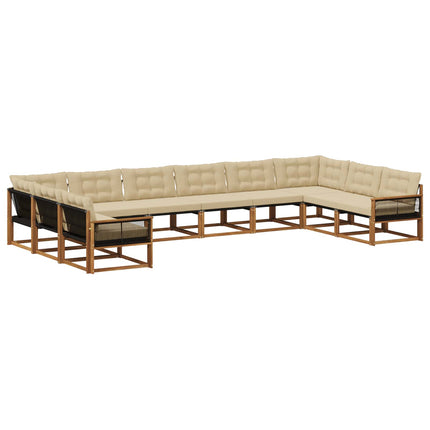 Udendørs sofagruppe med pude 10 pcs Naturlig og Beige