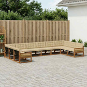Udendørs sofagruppe med pude 10 pcs Naturlig og Beige