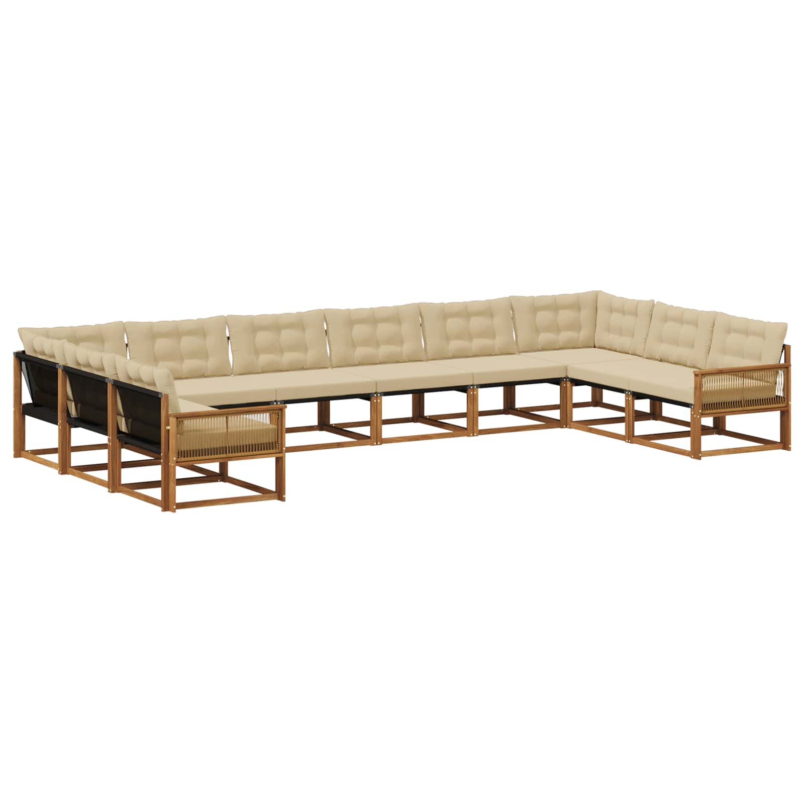 Udendørs sofagruppe med pude 10 pcs Naturlig og Beige