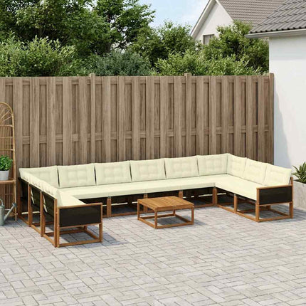 Udendørs sofagruppe med pude 11 pcs Naturlig og Fløde