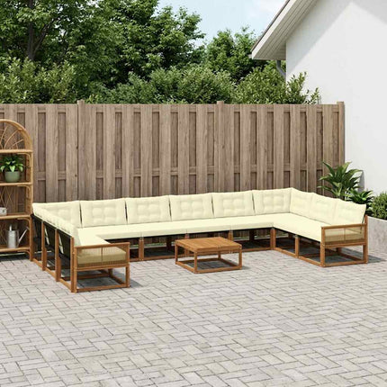 Udendørs sofagruppe med pude 11 pcs Naturlig og Fløde