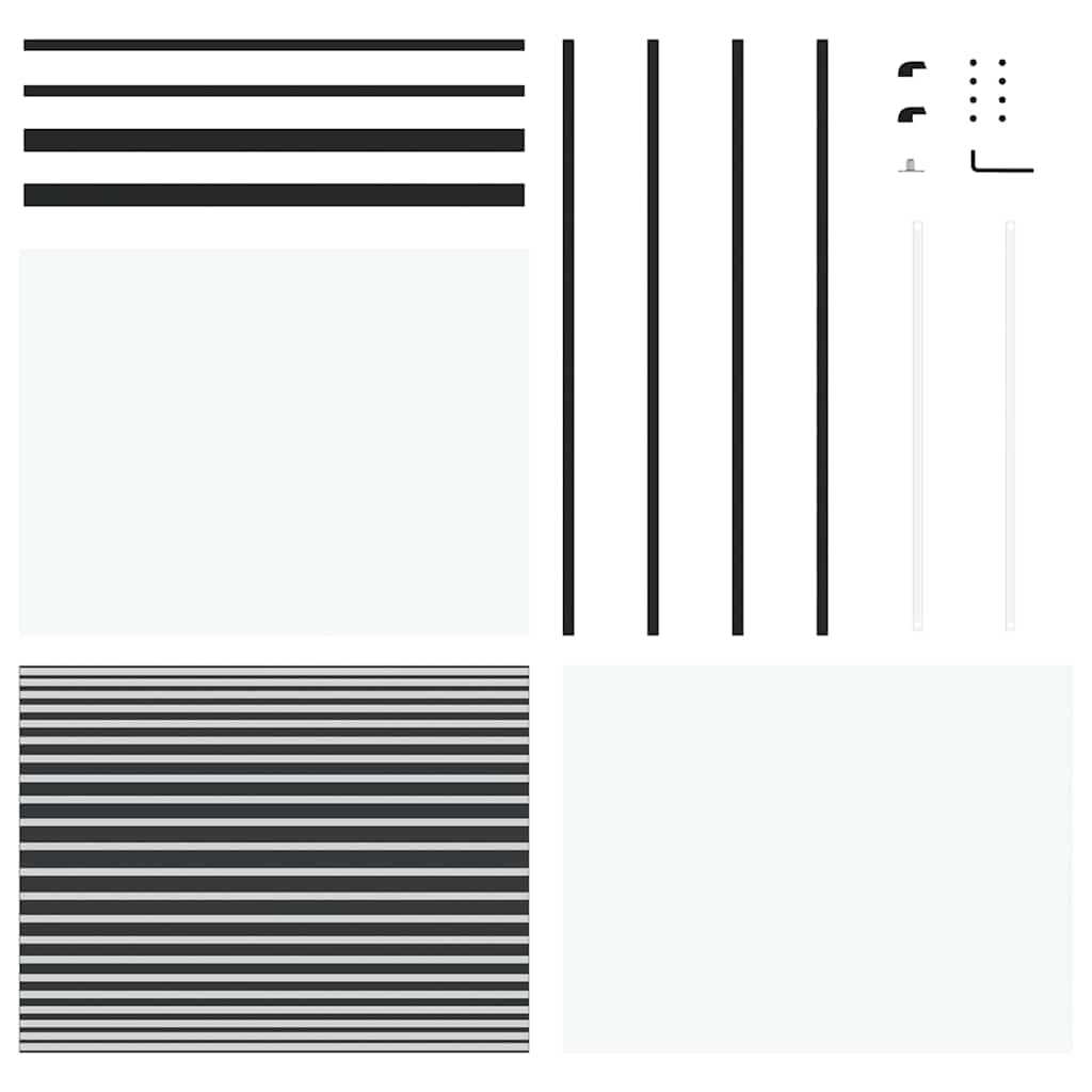 Glasdør Stribet Sort 90 x 2 x 205 cm Aluminium