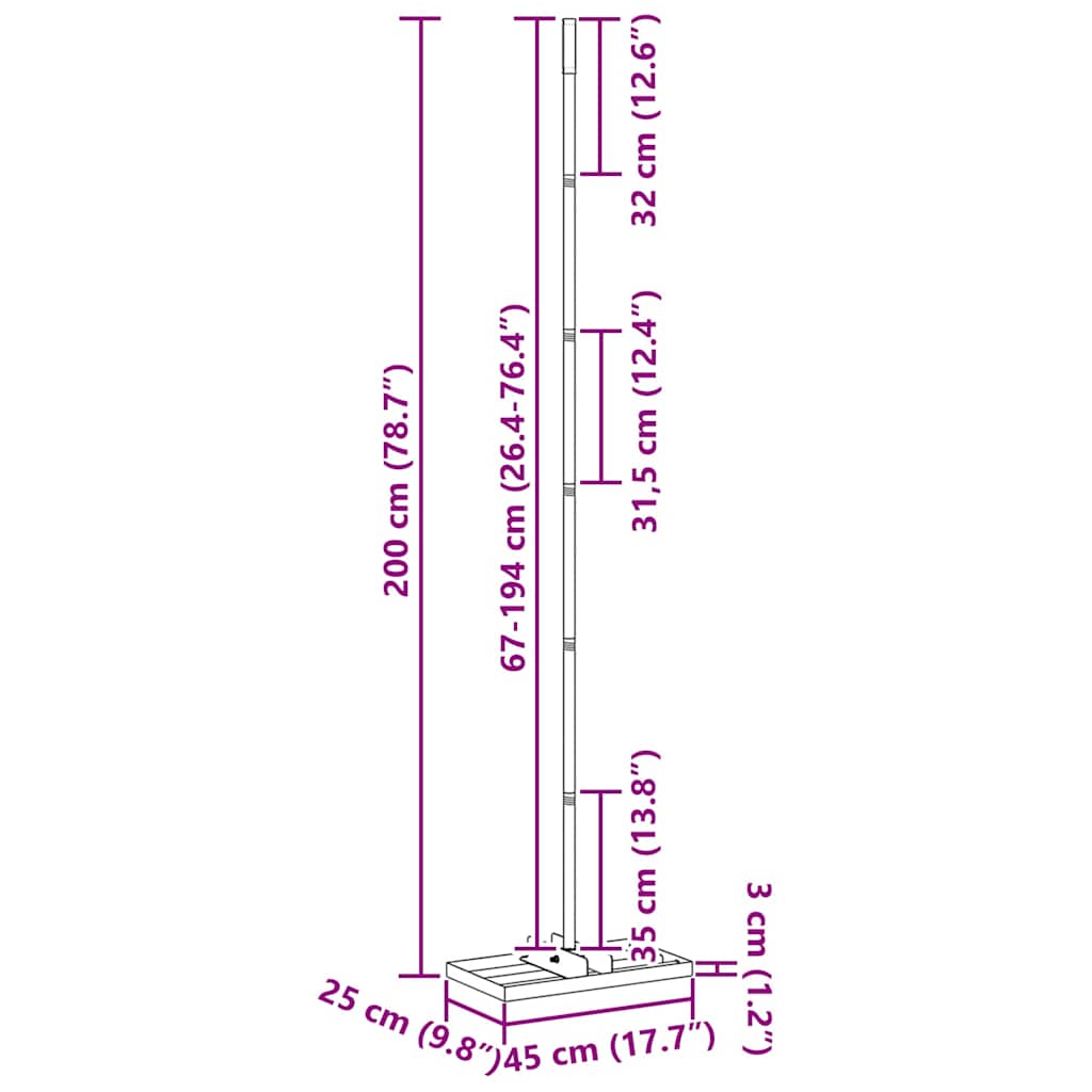 Haveske Sølv 45 x 25 x 200 cm Rustfrit stål