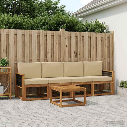 Udendørs sofagruppe med pude 4 pcs Naturfarvet