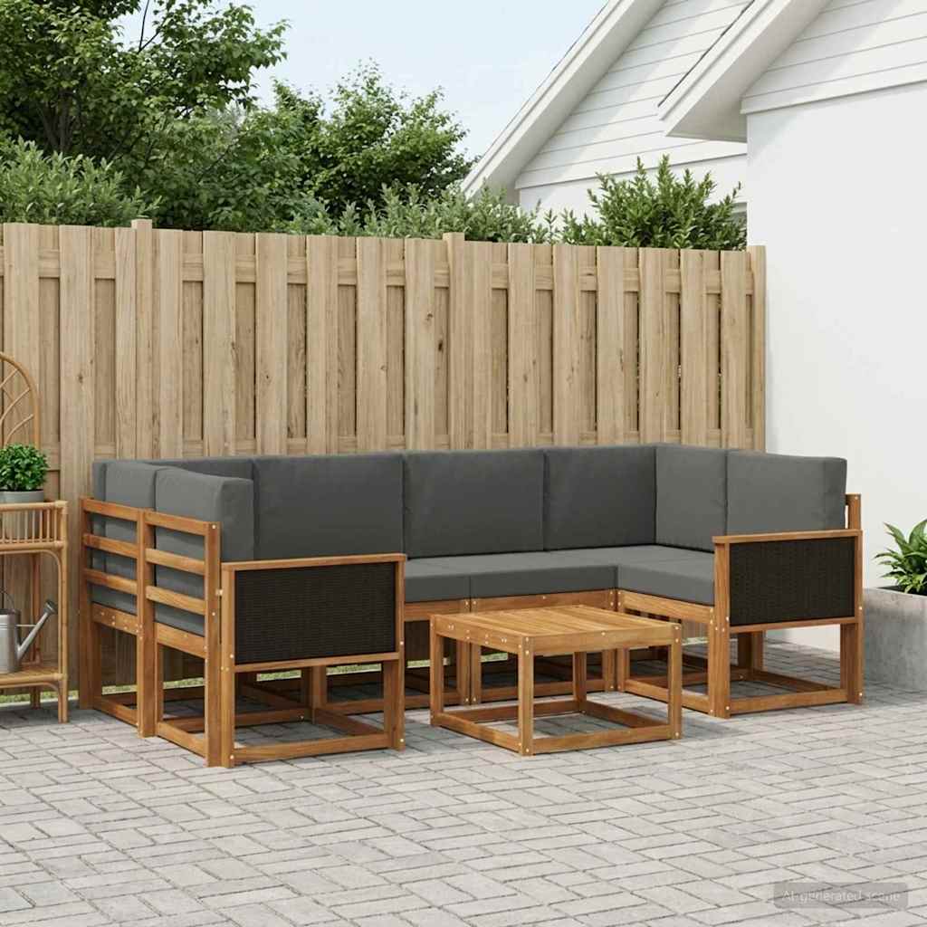 Udendørs sofagruppe med pude 5 pcs Naturlig og Antracit