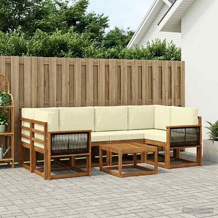 Udendørs sofagruppe med pude 5 pcs Naturlig og Fløde