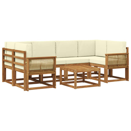 Udendørs sofagruppe 7 pcs Naturlig og Fløde Polyester