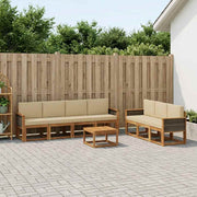 Udendørs sofagruppe med pude 7 pcs Naturfarvet