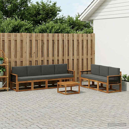 Udendørs sofagruppe med pude 7 pcs Naturlig og Antracit