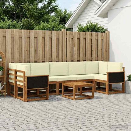 Udendørs sofagruppe med pude 6 pcs Naturlig og Fløde