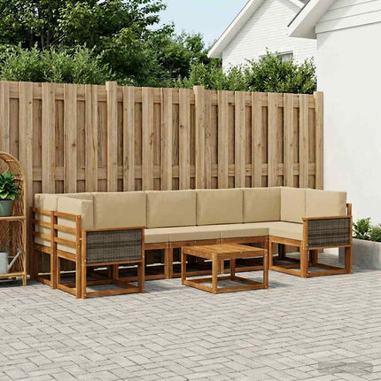 Udendørs sofagruppe med pude 6 pcs Naturfarvet