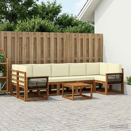 Udendørs sofagruppe med pude 6 pcs Naturlig og Fløde