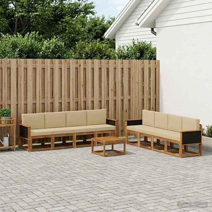 Udendørs sofagruppe med pude 7 pcs Naturfarvet