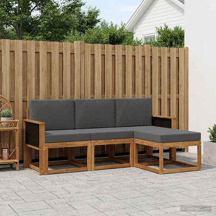 Udendørs sofagruppe med pude 4 pcs Naturlig og Antracit