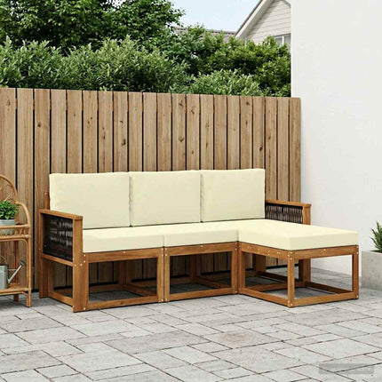 Udendørs sofagruppe med pude 4 pcs Naturlig og Fløde