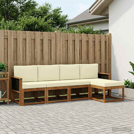 Udendørs sofagruppe 5 pcs Naturlig og Fløde Polyester