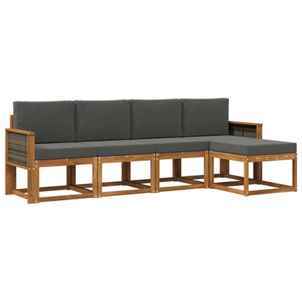 Udendørs sofagruppe 5 pcs Naturlig og Antracit Polyester