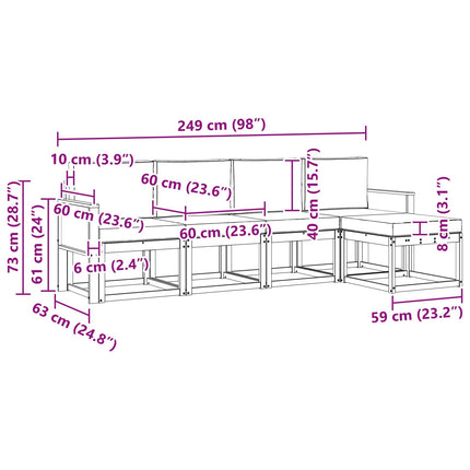 Udendørs sofagruppe 5 pcs Naturlig og Fløde Polyester
