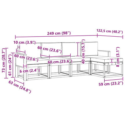 Udendørs sofagruppe 5 pcs Naturlig og Antracit Polyester