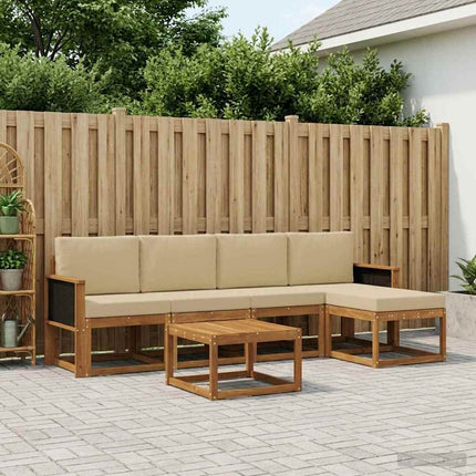 Udendørs sofagruppe 6 pcs Naturlig og Beige Polyester