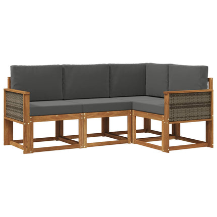 Udendørs sofagruppe 4 pcs Naturlig og Antracit Polyester