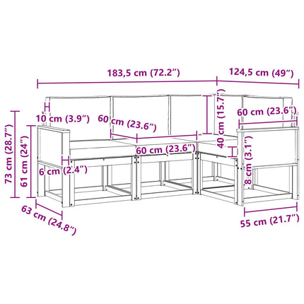 Udendørs sofagruppe 4 pcs Naturlig og Fløde Polyester