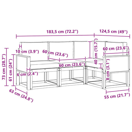 Udendørs sofagruppe 4 pcs Naturlig og Antracit Polyester