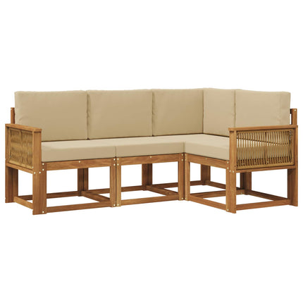 Udendørs sofagruppe 4 pcs Naturlig og Beige Polyester