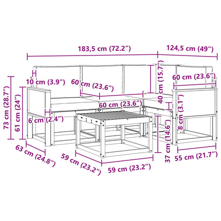 Udendørs sofagruppe 5 pcs Naturlig og Beige Polyester