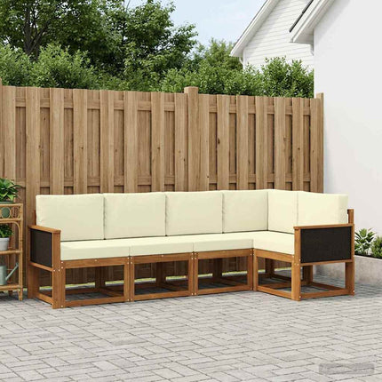 Udendørs sofagruppe 5 pcs Naturlig og Fløde Polyester