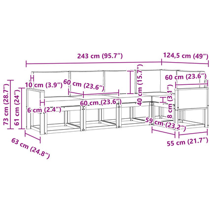 Udendørs sofagruppe 5 pcs Naturlig og Fløde Polyester