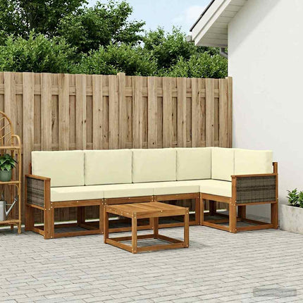 Udendørs sofagruppe 6 pcs Naturlig og Fløde Massivt Akacietræ
