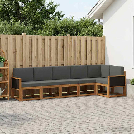 Udendørs sofagruppe 6 pcs Naturlig og Antracit Polyester