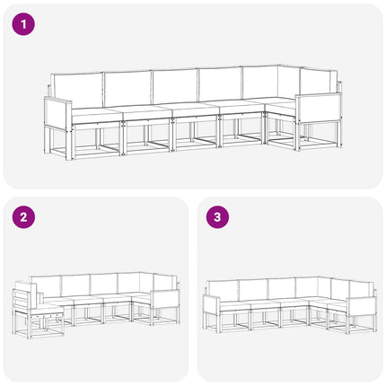 Udendørs sofagruppe 6 pcs Naturlig og Antracit Polyester